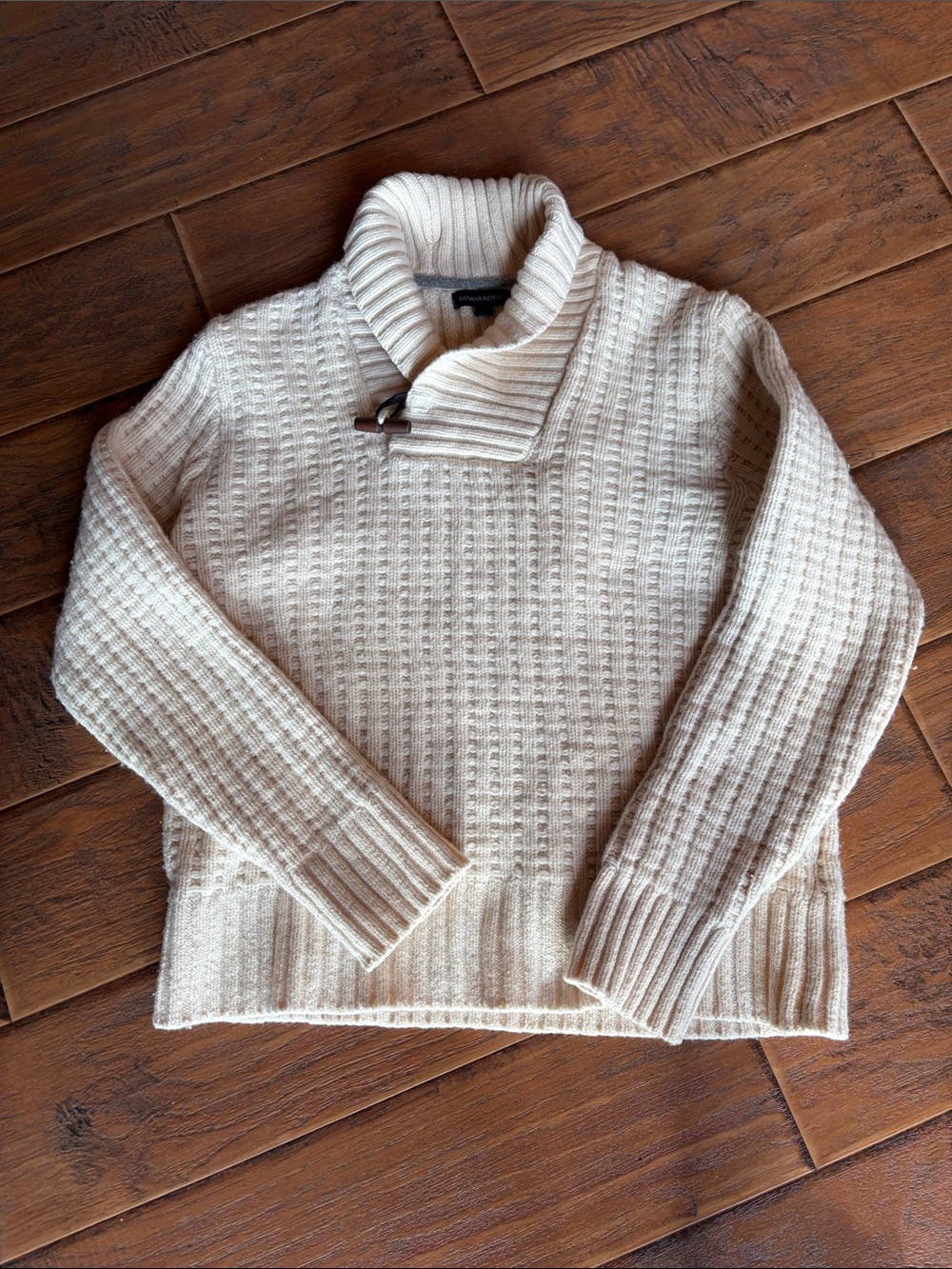 Banana Republic Men's Cream Turtleneck Toggle Sweater